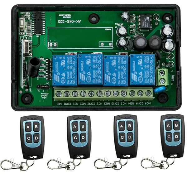 New AC85v~250V 110V 220V 230V 4CH RF Wireless Remote Control Relay Switch Security System Garage Doors, Electric Doors