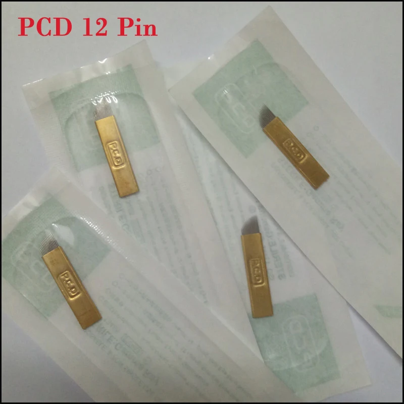 

100 PCS PCD 12 pin hard Permanent Makeup Manual Eyebrow Tattoo Bevel Blades Microblading 12 pin hard Needles