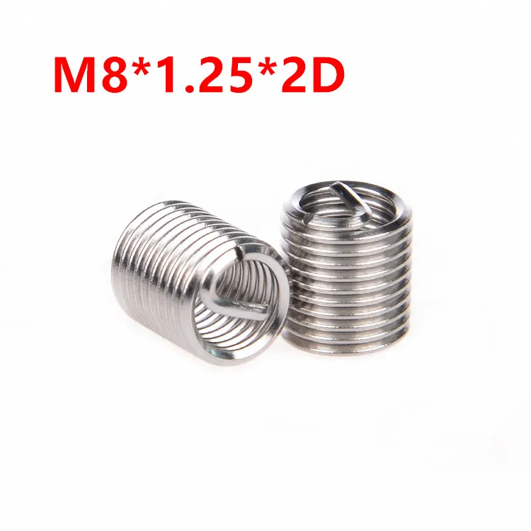 100pcs M8*1.25*2D Wire Thread Insert, m8x2D Wire screw sleeve, M8 Screw Bushing Helicoil Wire Thread Repair Inserts SUS304