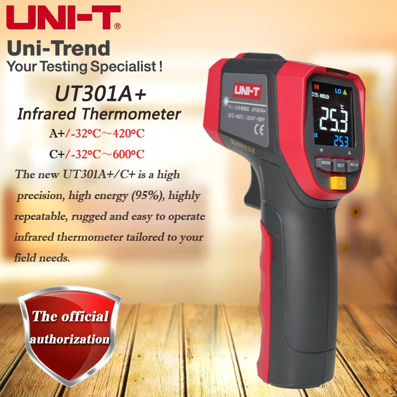 

Инфракрасный термометр UNI-T UT301A+/UT301C+/UT301D+; бесконтактный термометр с цветным экраном /-32 ~ 420C, регулируемая излучамость