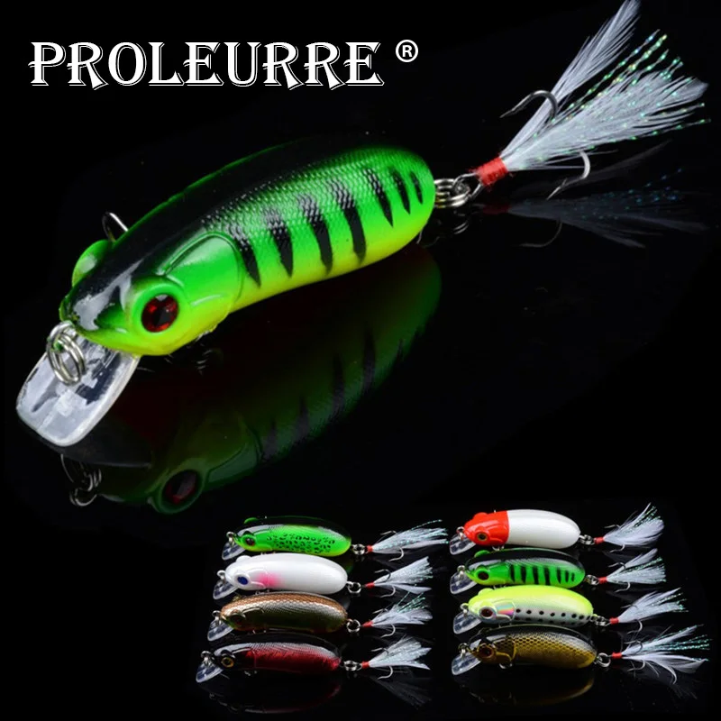 

1pcs Minnow Mouse Fishing Lure Isca Artificial Baits 60mm 9.5g Hard Crank Bait Fishing Wobbler Feather Hooks Fishing Tackle