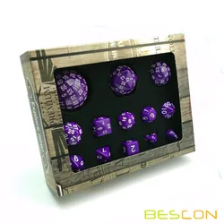 Bescon Complete Polyhedral RPG Dice Set 13pcs D3-D100, 100 Sides Dice Set Solid Purple