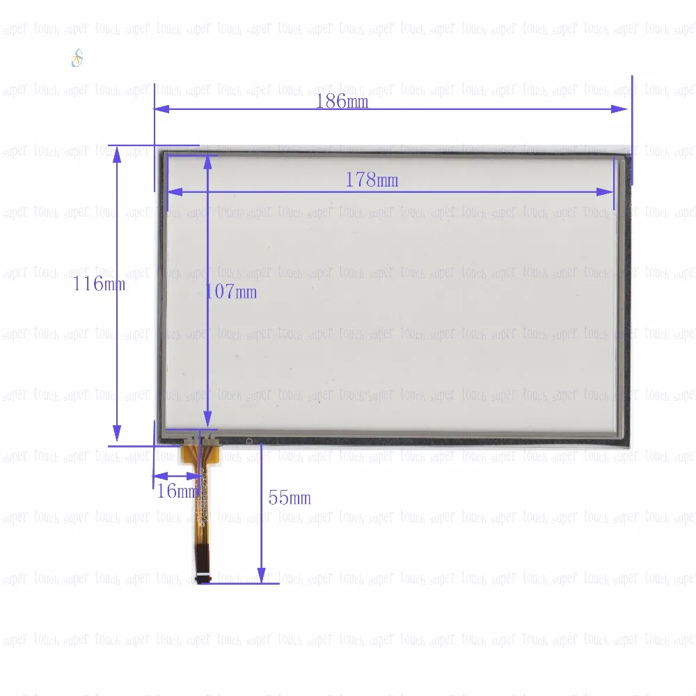 

ZhiYuSun 186mm*116mm KDT-5704 8inch 4-wire resistive touch panel for Car DVD, 186*116 GPS Navigator screen glass