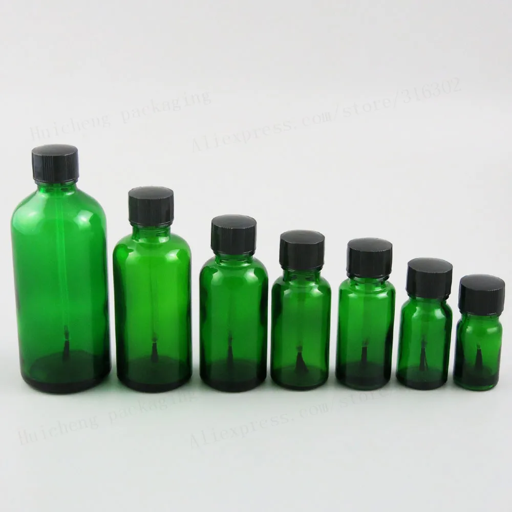 

5ml 10ML 15ml 20ml 30ml 50ml 100ml Refillable Green Glass Essential Oil Bottle With Brush Cap 1oz 1/2oz 5/3OZ Nail Polish Bottle