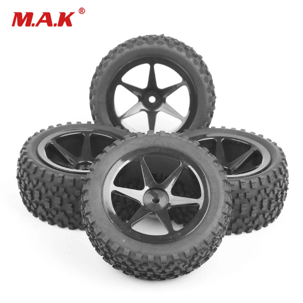 12mm Hex 4 PCS/Set 6mm offest Rubber Front&Rear Tires Wheel Rim For RC 1/10 Buggy Off-Road Car 25036+27011