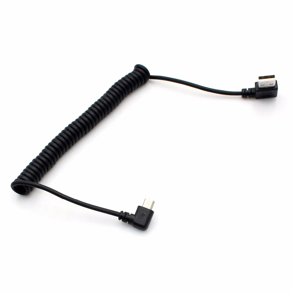 Coiled Mini USB Cable - Right Angled Coiled USB 2.0 to Mini USB Cable, Charging and Date SYNC transferring, Spring