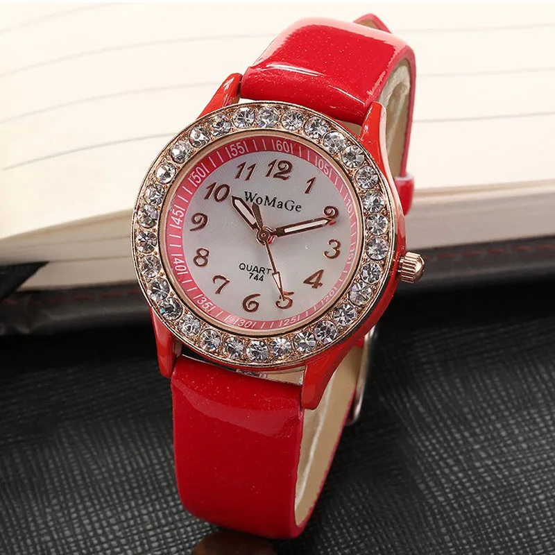 New Women Watches Crystal Watches Ladies Watches WOMAGE Fashion Casual Quartz Watch Leather Band montre femme 2020 reloj mujer