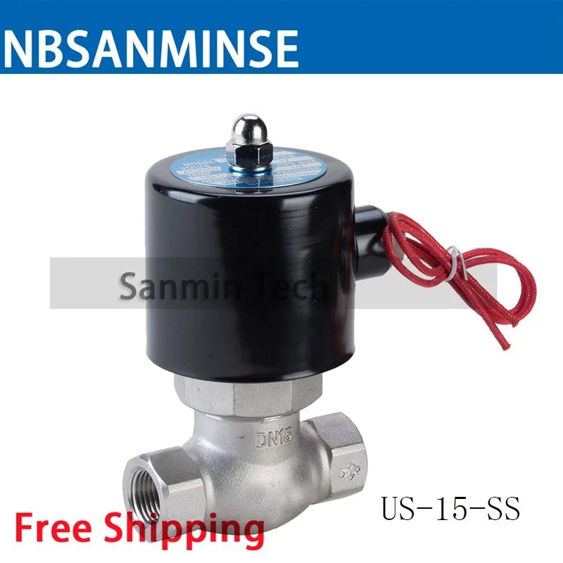 NBSANMINSE US-15 SS Steam valve Two Way Two position solenoid valve Pilot Operated Stainless Steel SS304 for steam oil water