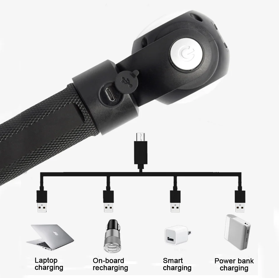 New 360 Rotation LED Flashlight 3800 Lumens  T6 COB Working Lamp Waterproof Magnetic Tail Torch Light for Repairing Hunting