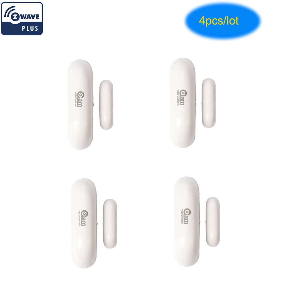 NEO COOLCAM 4PCS/lot Z-wave Plus Door Window Sensor Compatible with Z wave 300 500 series Magnet Lock Door Sensor Alarm