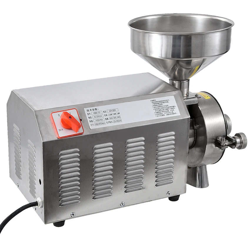 High efficiency commercial Grain Grinder,stainless steelgrinding machine for spices/corn/soybean 20-40KG/h 1420r-min 2500W/3000W