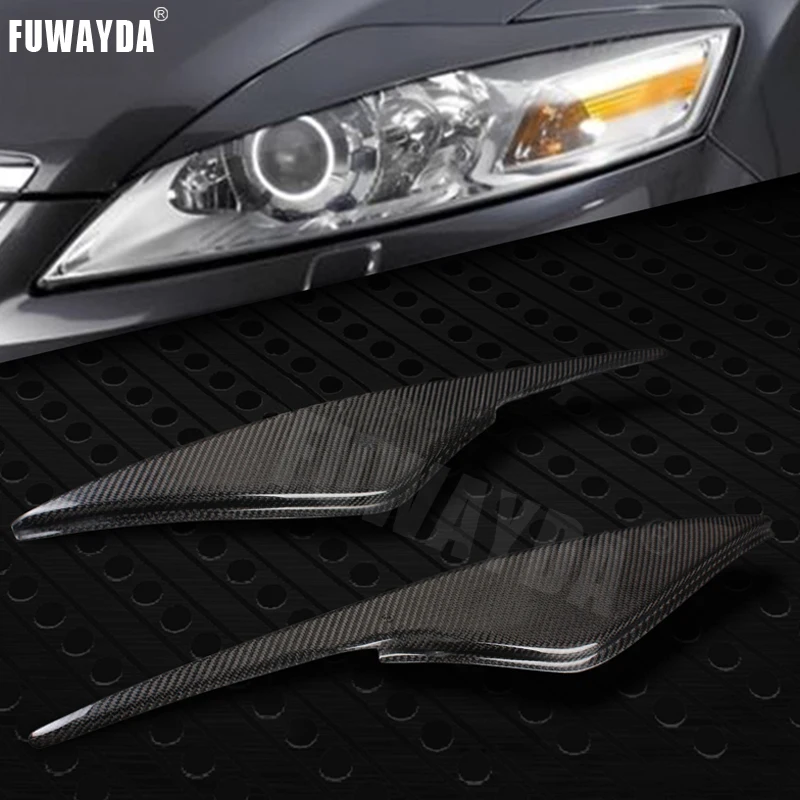 FUWAYDA 2pcs High Quality Real Carbon Fiber decoration Headlights Eyebrows Eyelids cover for FORD Mondeo MK4 2007-2013