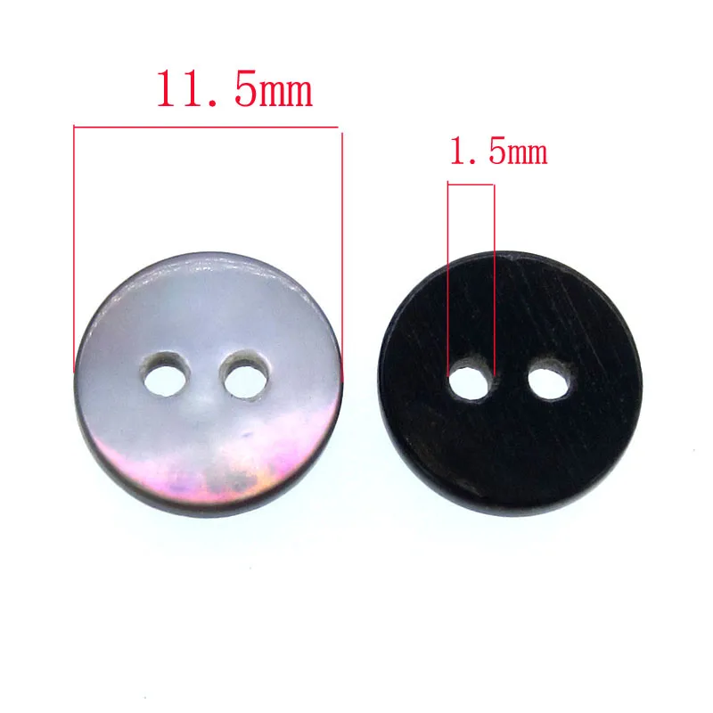 50Pcs Black mother of pearl shirt buttons natural shell buttons black iridescent 2 holes Buttons 11.5mm