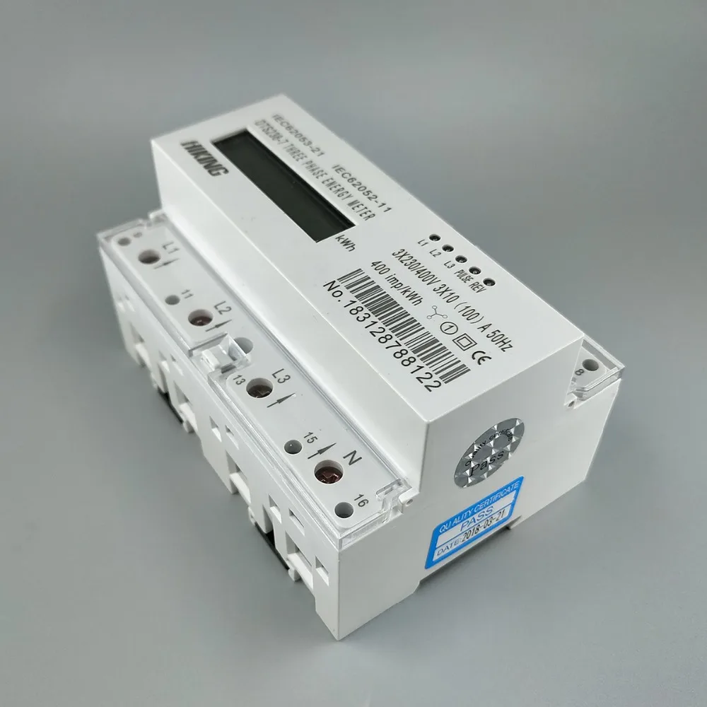 10(100)A 3*230V/400V 50HZ  three phase Din rail KWH Watt hour din-rail energy meter LCD