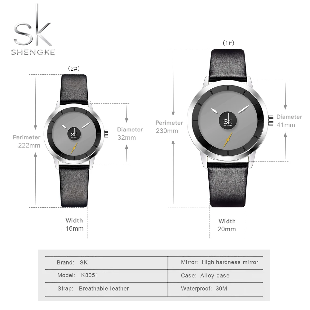 Shengke Couple Watches Fashion Quartz-Watch Women Wristwatch Clock Relojes Mujer Casual Ladies Watch Montre Femme Creative Dial