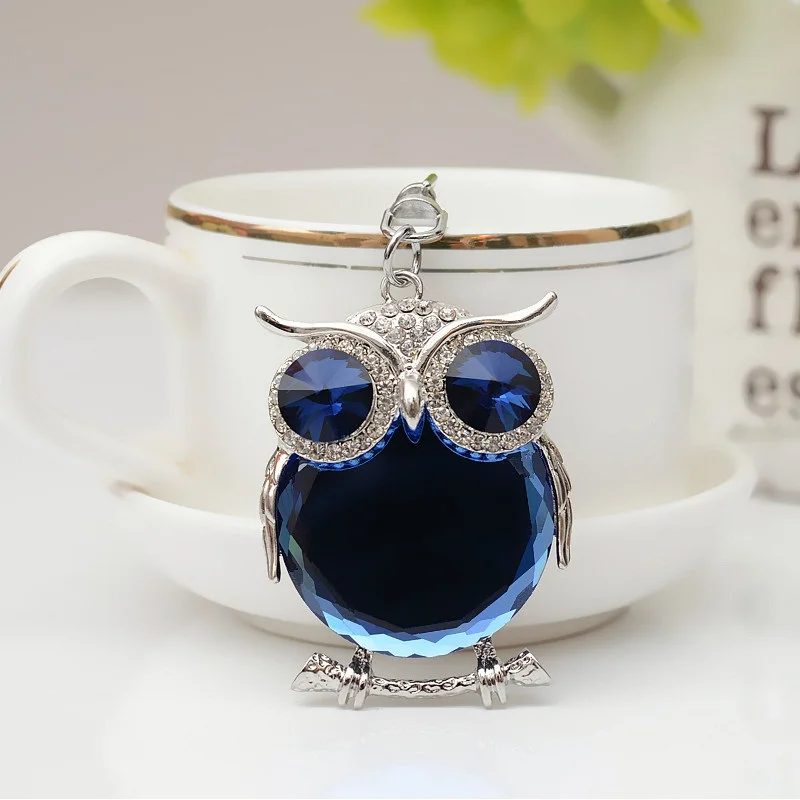 Zinc alloy Crystal Owl Keychain Car Accessories Key Rings Women Keychains For Bag Keys Pendants Decoration Fashion 2019