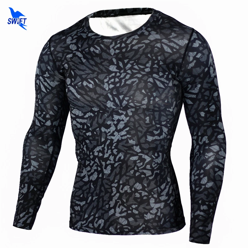 

New Camouflage Military T-shirt Bodybuilding Tights Fitness Men's Quick Dry Camo Long Sleeve T Shirts Crossfit Compression Shirt