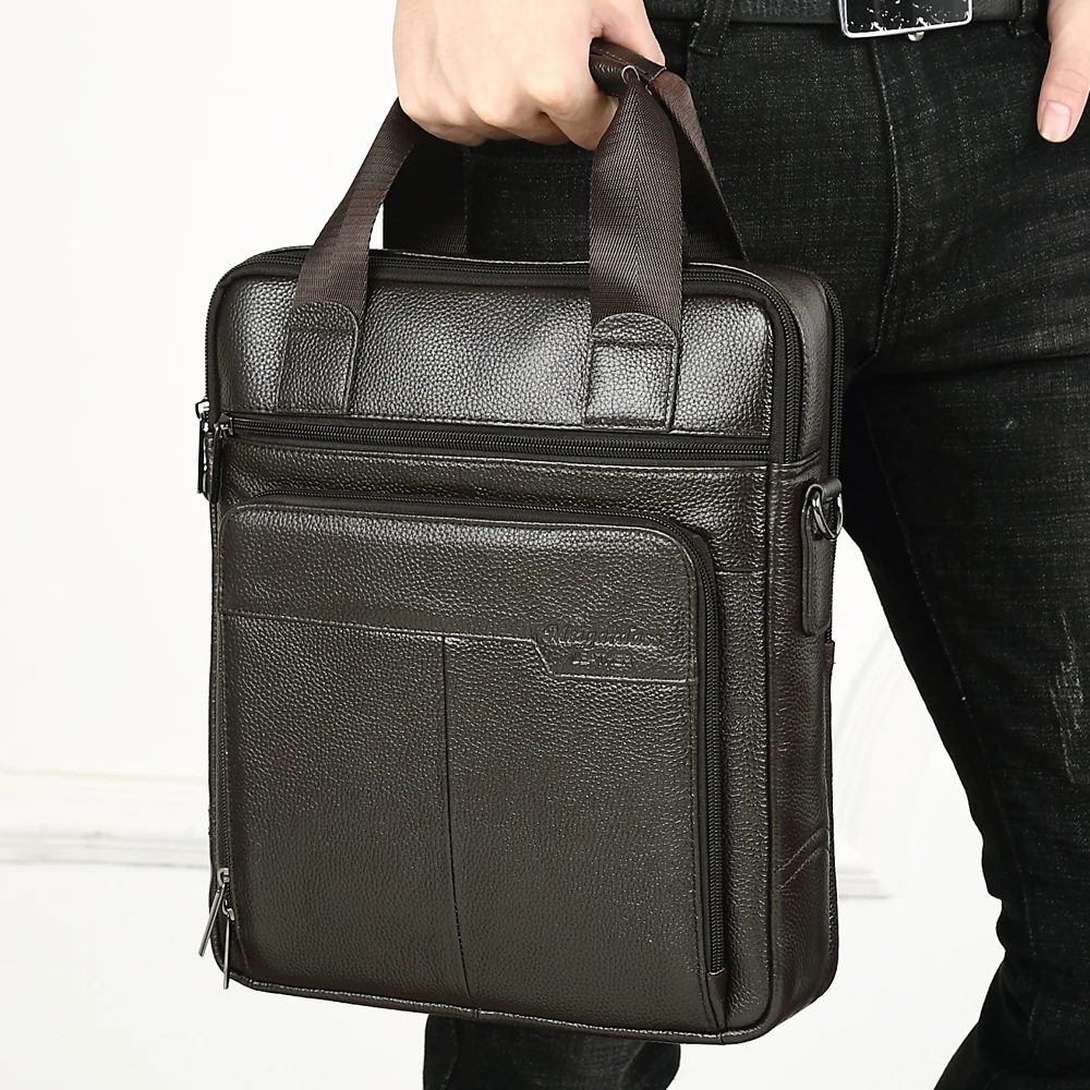 MEIGARDASS Genuine Leather Business Briefcase Men Office Handbags Laptop Computer Bag Male Messenger Shoulder Crossbody Bags