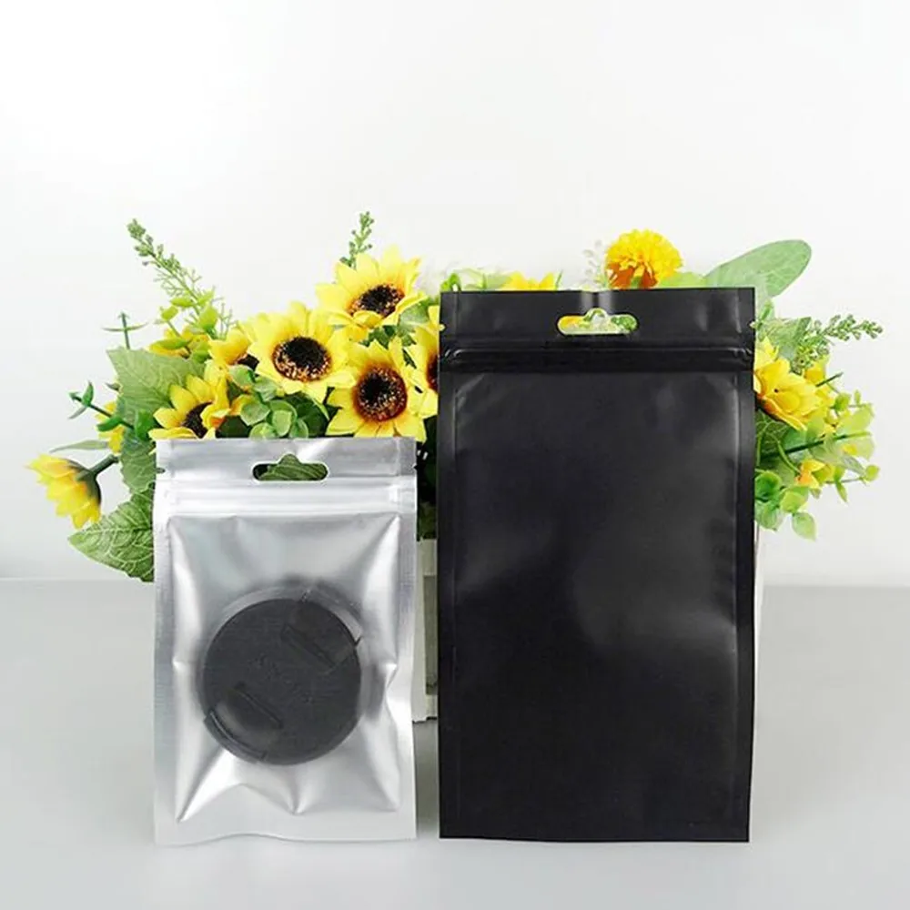 

800Pcs/Lot 8.5*13cm (3.3"*5.1") Black Self Seal Zipper Lock Mylar Hanging Pouch Front Clear Ziplock Plastic Party Package Bag