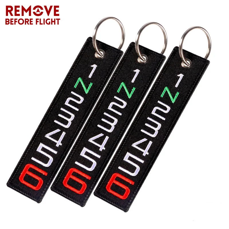 Fashion 6 5 4 3 2 N 1 Launch Key Chain Stalls Tag Cool Embroidery Key Fobs OEM Keychain for Motorcycles and Cars