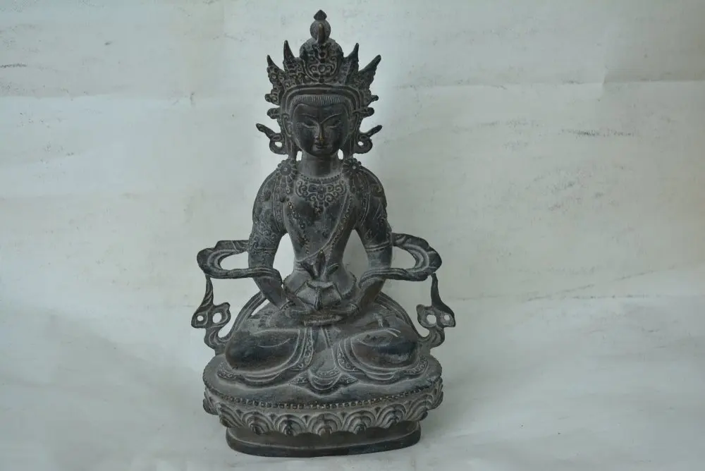 Old Tibet copper green degree mother statue,Pure handmade, exquisite workmanship,best collection & adornment, free shipping