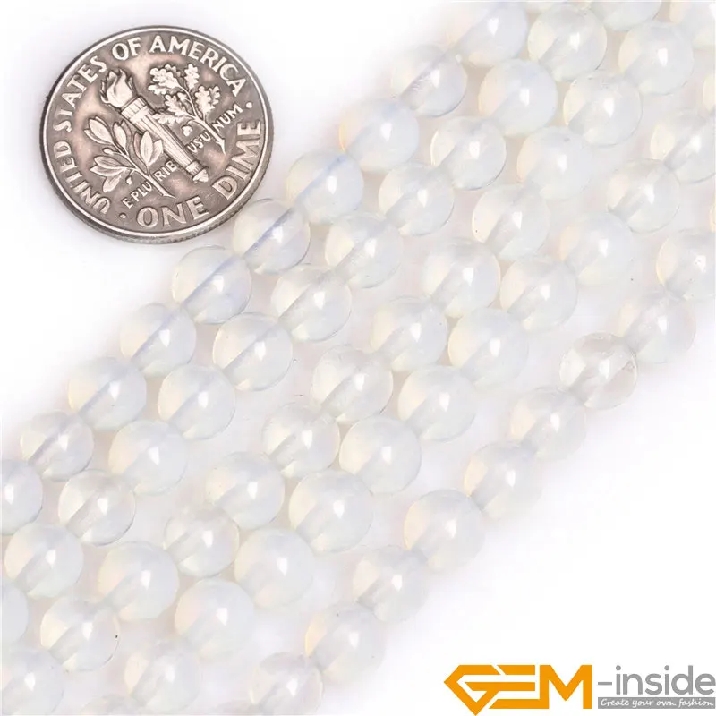 6 8 10 12mm White Opalite Loose Spacer Round Accessorries Beads For Jewelry Making Strand 15\