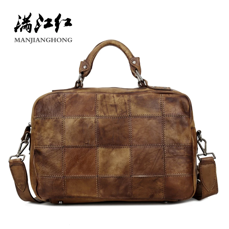 Vintage Men Messenger Bags Handbag Fashion Guniune Leather Crossbody notebook Bags For Men Large Casual Shoulder Bag Male 1634