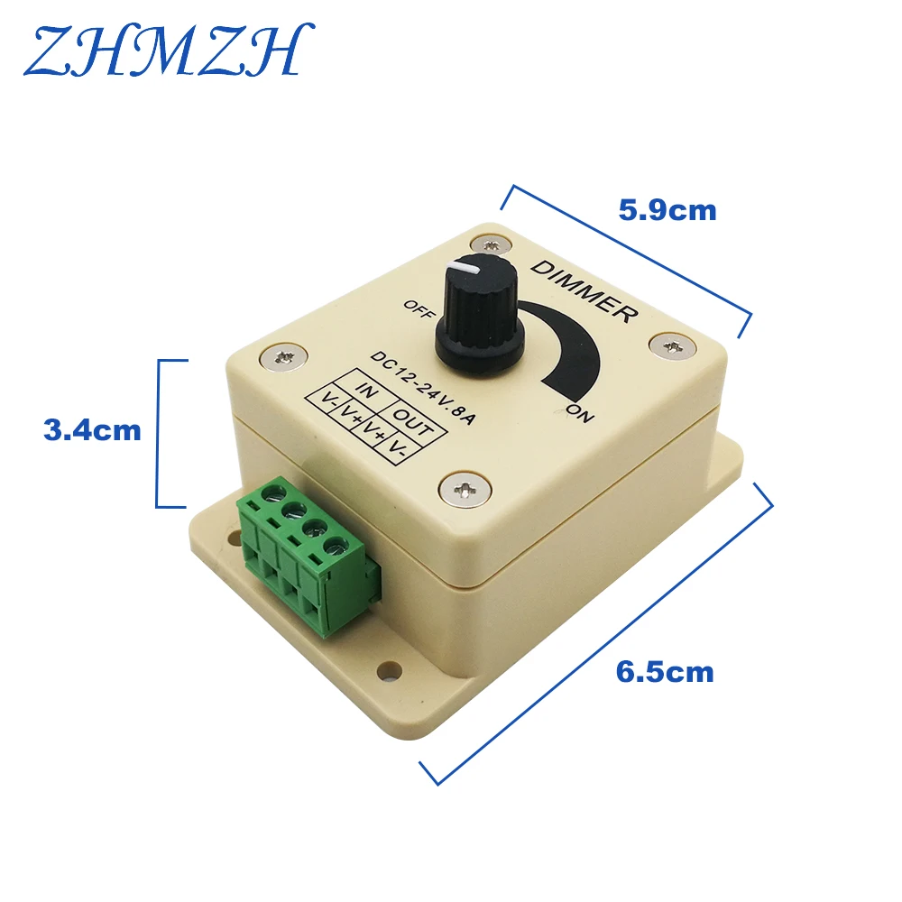 LED Dimmer dedicated DC 12V 24V 8A Single Color LED Controller 96W Adjustable Brightness Controller For LEDs Lights