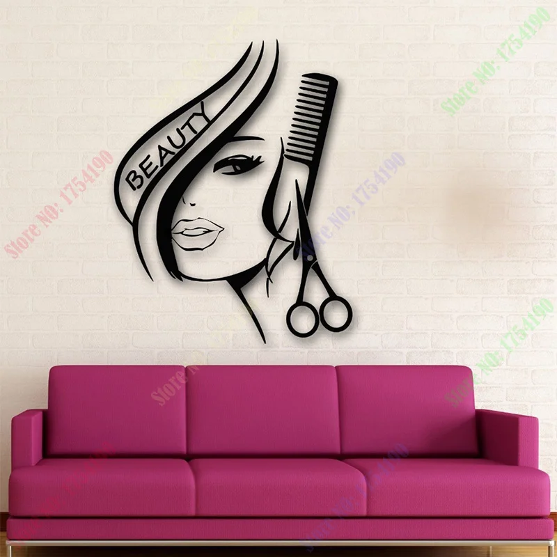 

New Removbale Wall Stickers Vinyl Decor Hair Beauty Salon Barbershop Sexy Girl Wall Stickers Home Decoration