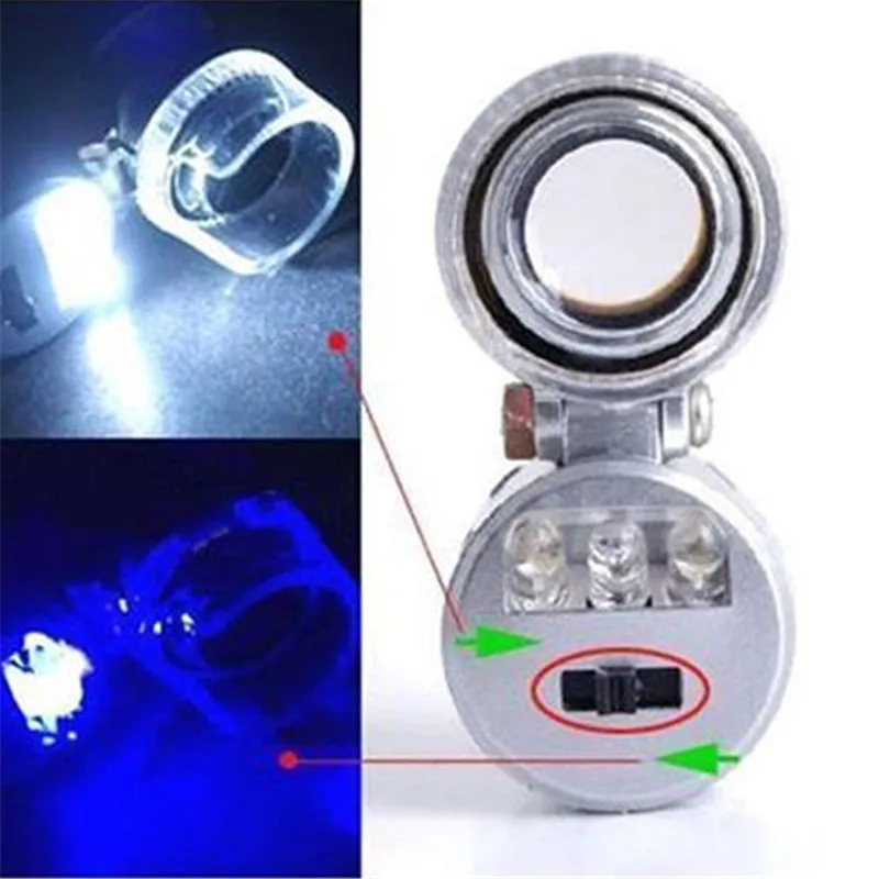 OOTDTY 60x Mini LED LED UV Jewellers Loupe Microscope Glass แว่นขยาย