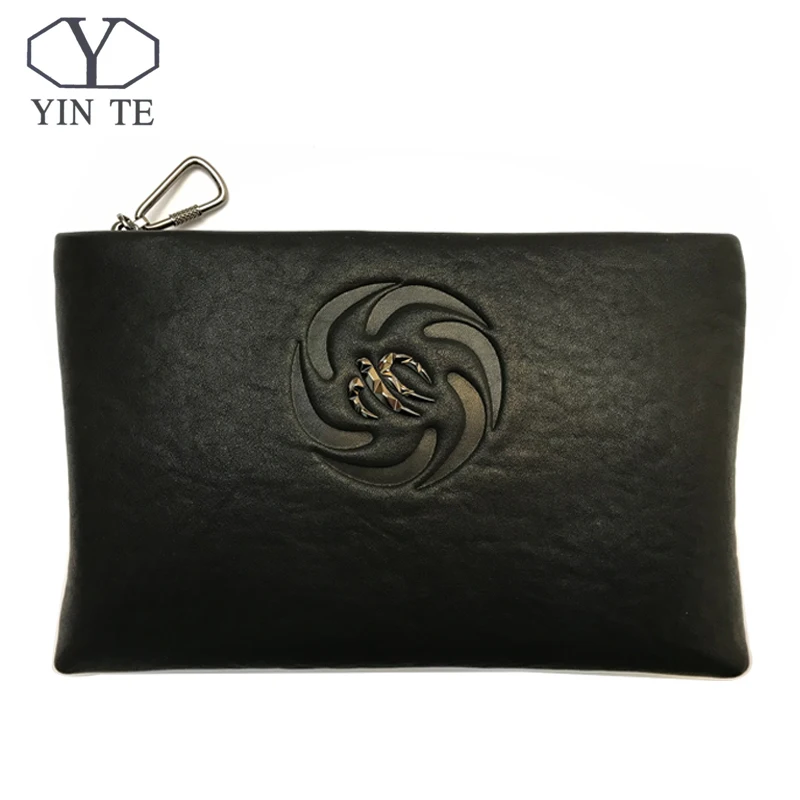 YINTE Men Cowhide Wallet Large Capacity Clutch Bag Genuine Leather Business Handbags High Quality Men's Envelope Bag 901B