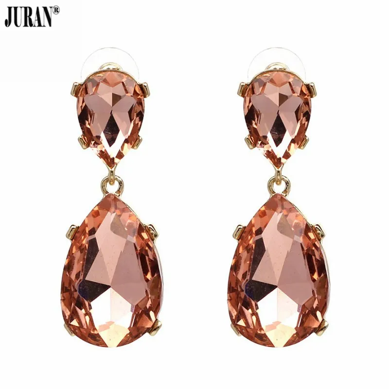 JURAN New Exquisite Full Crystal Drop Dangle Earrings Shiny Water Drop Brincos Rhinestone Fashion Maxi Statement Party Jewelry