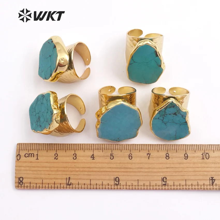 Imagem -06 - Gold Trim on Edged Howlite Stone Exagerado Anéis Precioso e Elegante Decorado Wt-r126 18k