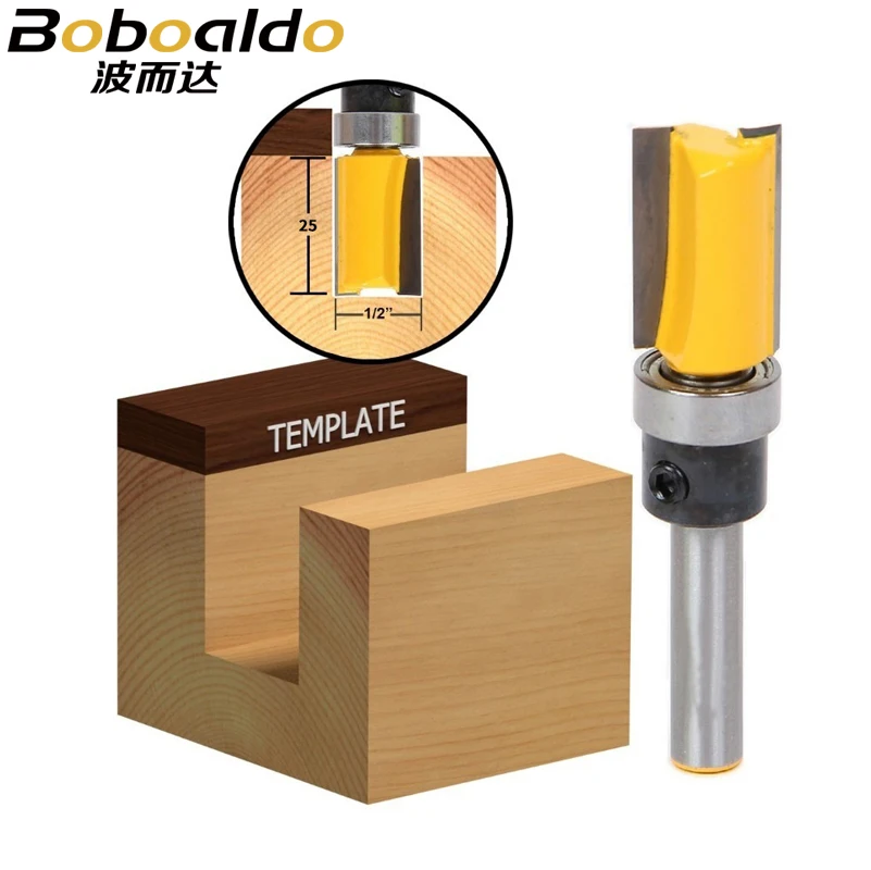 1PCS 1/4 Shank 1/4*1/2 Bearing Flush Trim Router Bit Flush Trim Bits Arden Router Bit Straight Bit Tungsten Milling Cutter