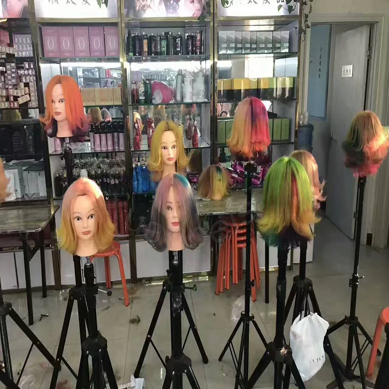 Cabeça de manequim para cabeleireiro, cabeça de manequim com corte de cabelo humano para ondulação, tintura, 100%