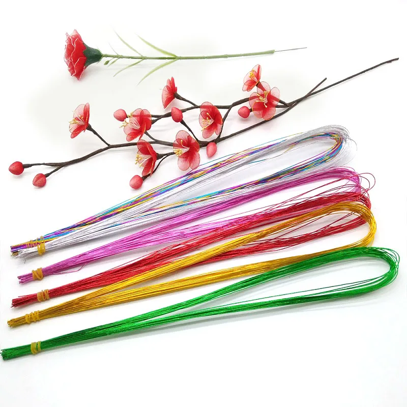 25Pcs 80cm Long Stocking Flower Iron Wire Used For DIY Nylon Flower Making Floral Wire Ronde Flower Material Accessory 0.46mm