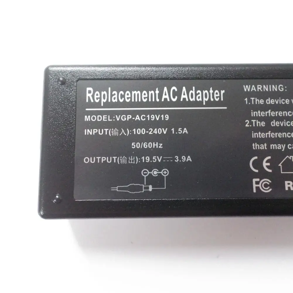 New Notebook PC Battery Charger For Sony 19.5V 3.9A VGP-AC19v20 VGP-AC19V19 VPCCW23FX VPC-CW2 VGN-NW NS 76W