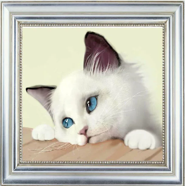 Needlework,DIY Cross stitch,Sets For Embroidery kits,Lovely blue cat animal Pattern Cross-Stitch painting home decor gift