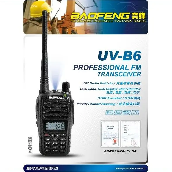 

Baofeng UV-B6 Dual Band VHF UHF 5W 99 Channels FM Portable Two-way Radio +earpiece