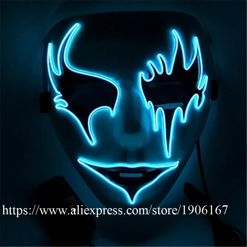 Wholesale 5Pcs Led New Year Flashing El Wire Mask Led Glowing Beauty Christmas Party Mask Festival Event Halloween Supplies Mask