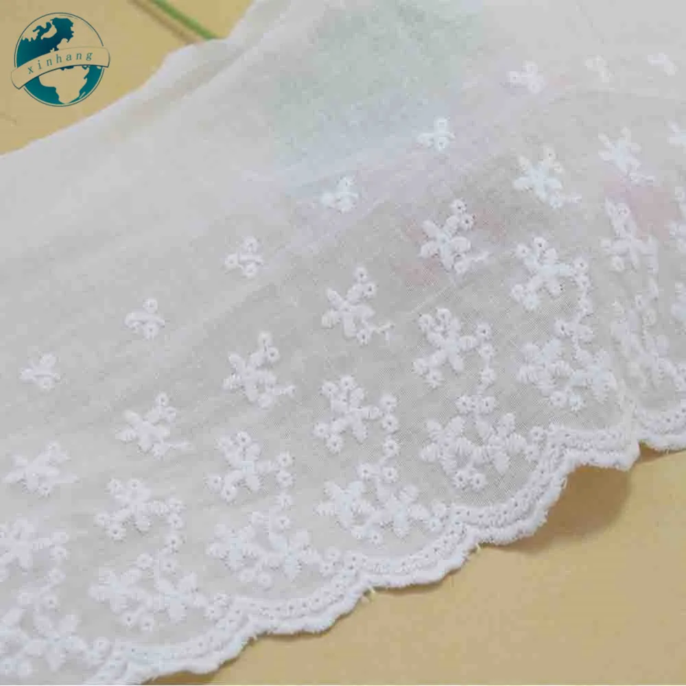 14cm White 100% Cotton Fabric Embroidery French Lace Ribbon Guipure Diy Trims Warp Knitting Sewing Garment Accessories#3299