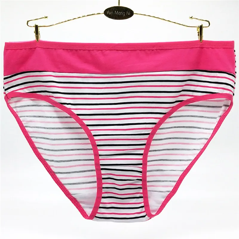 New style 4pcs/lot 2XL/3XL/4XL Striped Large Size Ladies Panties Plus Cotton Briefs Women\'s Underwear 89317