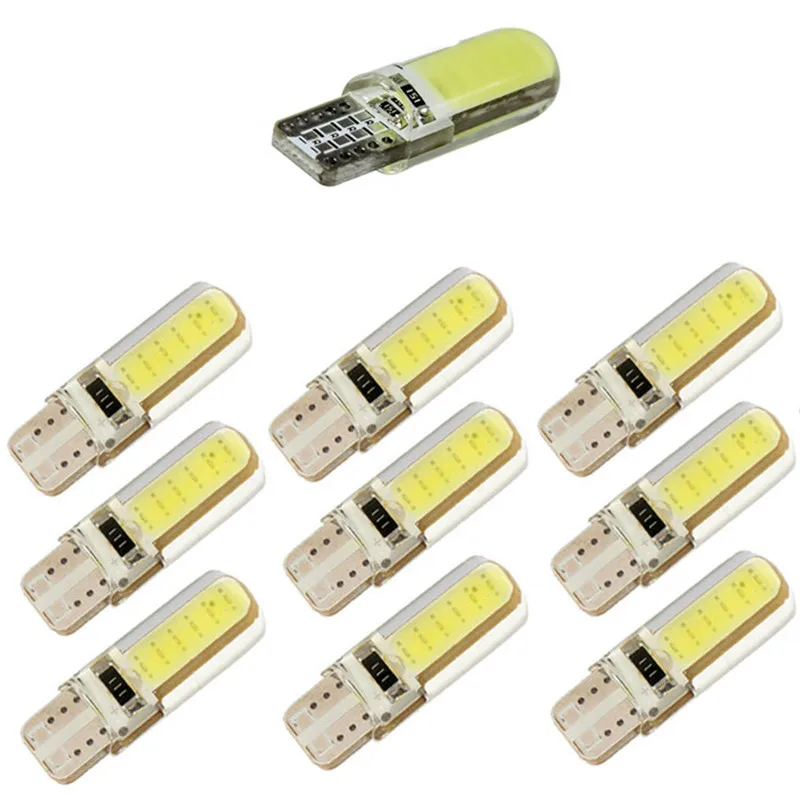 Imagem -02 - Cob Led Car Wedge Interior Dome Reading Light Lâmpadas de Estacionamento Automático Lâmpadas Laterais Estojo de Silicone 12 Chips T10 W5w dc 12v 100 Pcs