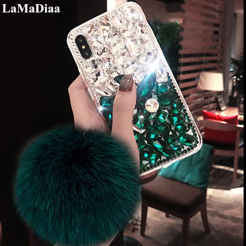 

For Xiaomi Redmi 8 9 8A 9A 9C 10X Pro Note 8T 9T 8 9 10 Pro 4G 5G Luxury Glitter Bling Diamond With Fox Hairball Soft Phone Case