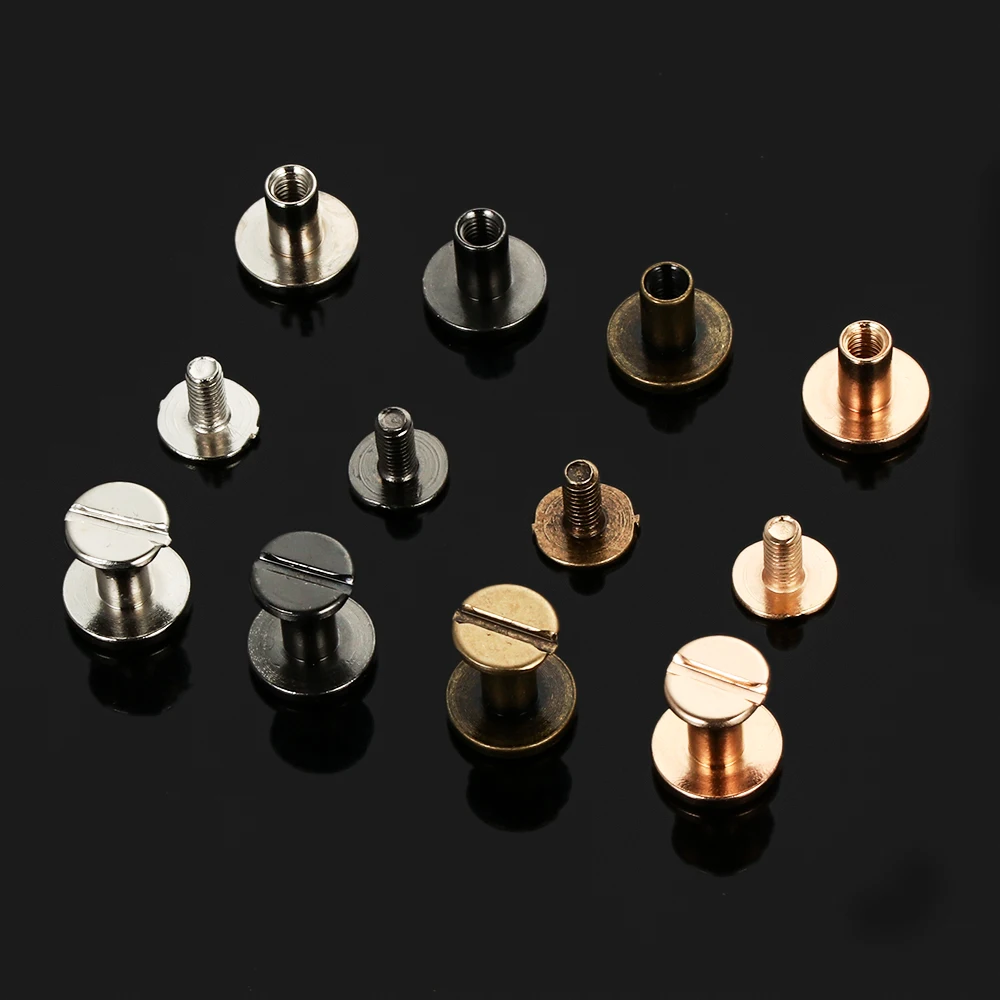 10Pcs Luggage Leather Metal Craft Solid Screw Nail Rivet Double Curved Round Head Clothes/Bag/Shoes/Belt/Strap Rivet Book Screws