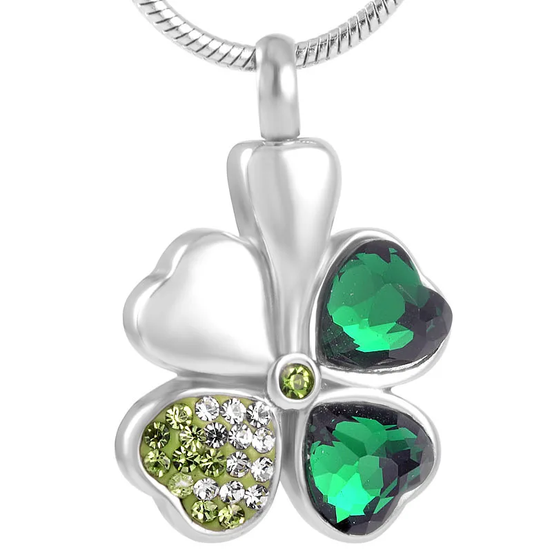 CMJ8533 Factory Price Stainless Steel Memorial Jewelry Four Leaf Clover Shape Cremation Ash Pendant Necklace for Funeral Gift