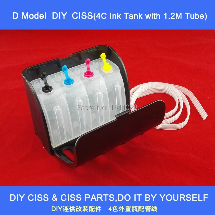 INK WAY Hot sale,4C Universal DIY CISS, Full Black Elegant D Model Ink Tank with Ink Tube,length is 1.1 meters