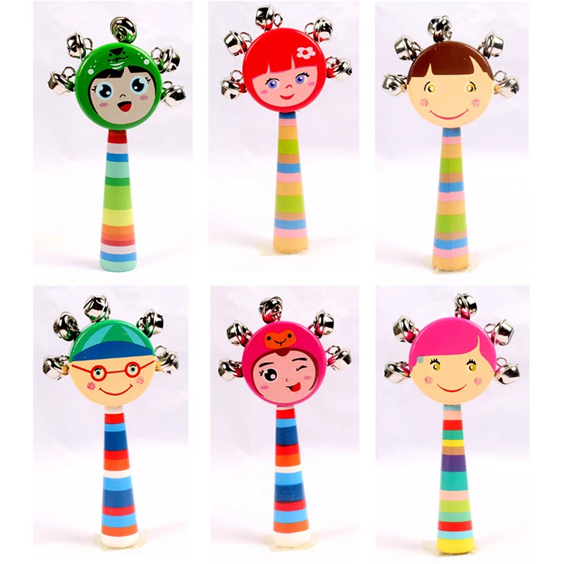 Baby Toy Rainbow Wooden Hanging Rattle BB Gripping Handheld Toys Exercise Hearing and Eyesight Tool Rattles