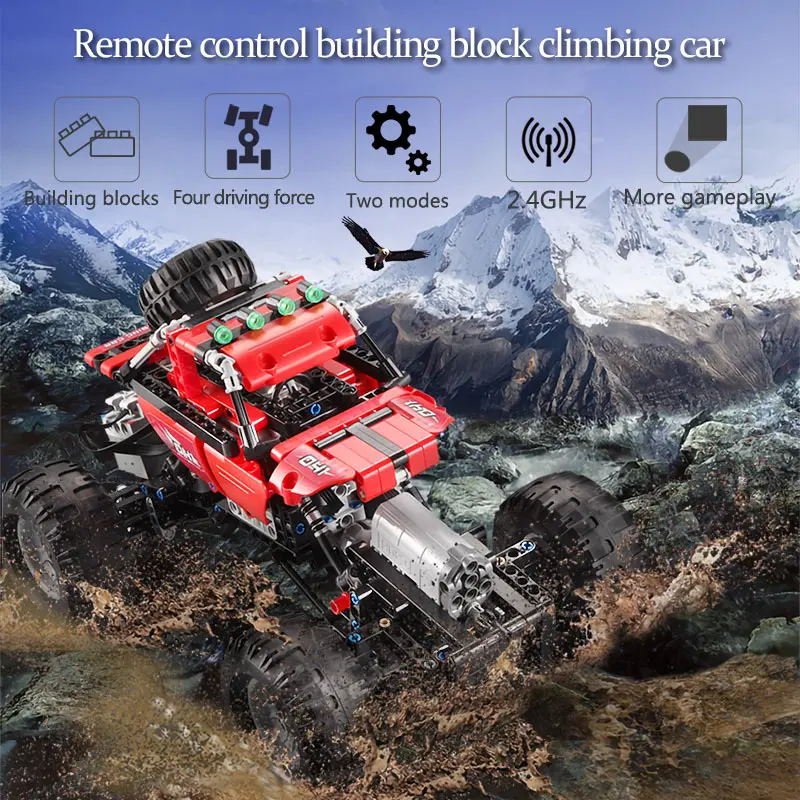 Cada City 489PCS 2.4Ghz All Terrain Off-Road Climbing Trucks RC Racing Car Building Blocks Bricks Toys for Kids