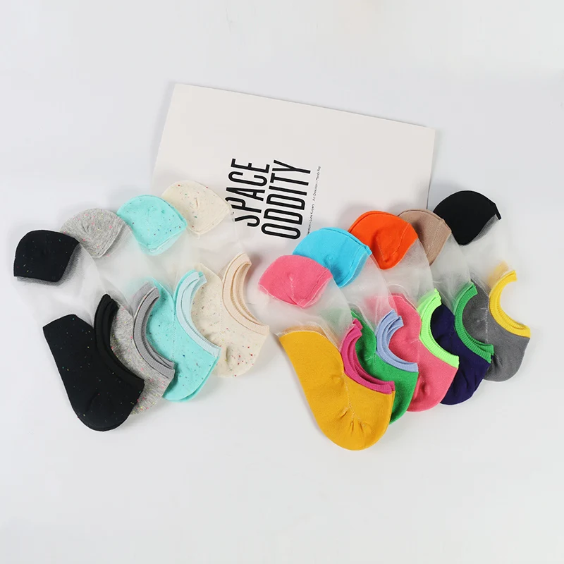 DONG AI casual fashion anti-off and glass silk women's socks color matching with point yarn